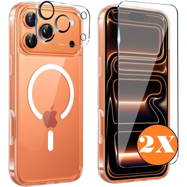 Ntech Transparant Hoesje iPhone 17 Pro Max Hoesje Geschikt voor MagSafe – Silicone Case met 2x Screenprotector & Camera Lens Bescherming