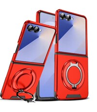 Ntech Hoesje Geschikt voor Samsung Galaxy Flip 7 hoesje Rood