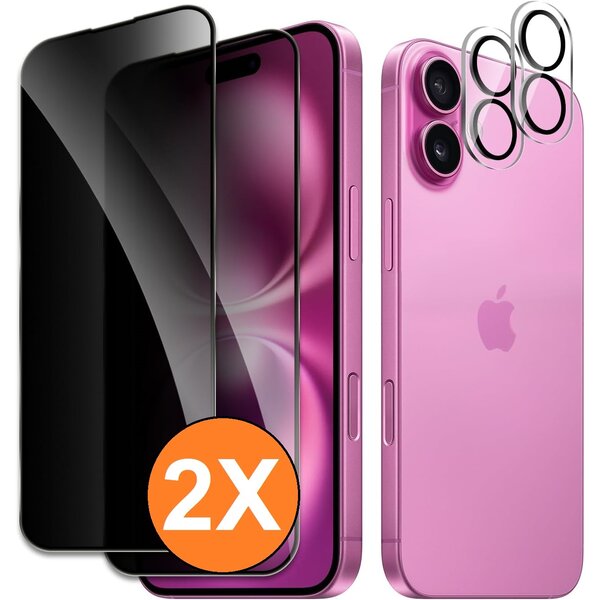 Ntech  Privacy screenprotector Geschikt voor iPhone 16 Plus screenprotector Privacy Met iPhone 16 Plus camera lens  - Complete bescherming voor iPhone 16 Plus – scherm en camera in één set  - 2X