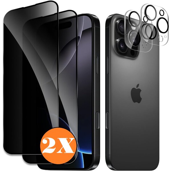 Ntech  Privacy screenprotector Geschikt voor iPhone 16 Pro Max screenprotector Privacy Met iPhone 16 Pro Max  camera lens  - Complete bescherming voor iPhone 16 Pro Max  – scherm en camera in één set  - 2X