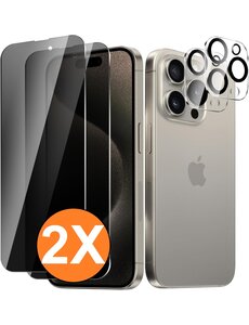Ntech Privacy screenprotector Geschikt voor iPhone 15 Pro screenprotector