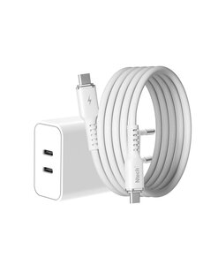 Ntech USB C Adapter 35W - USB C Oplader 2 poorten met 1M Kabel