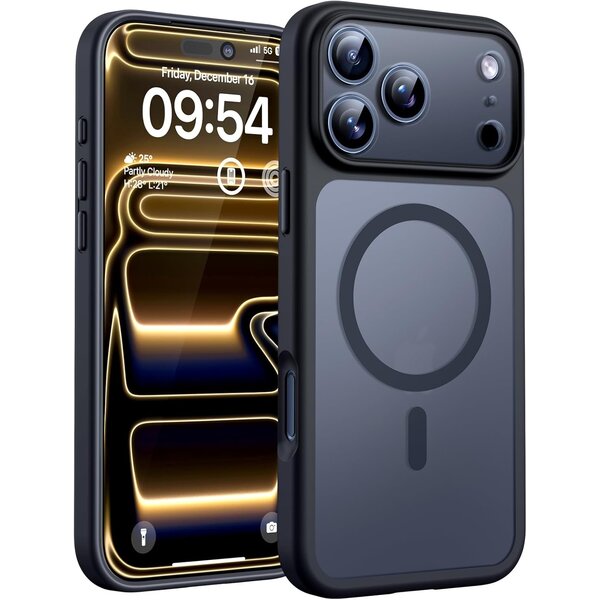 Ntech Hoesje Geschikt voor iPhone 17 Pro Hoesje Zwart - Hoesje Geschikt voor MagSafe iPhone 17 Pro  - Shockproof Back Cover met Lens beschermer