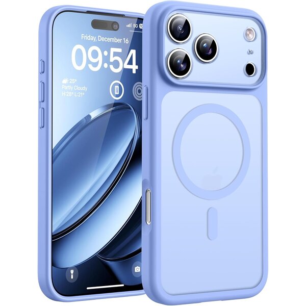 Ntech Hoesje Geschikt voor iPhone 17 Pro Hoesje Licht Blauw - Hoesje Geschikt voor MagSafe iPhone 17 Pro  - Shockproof Back Cover met Lens beschermer