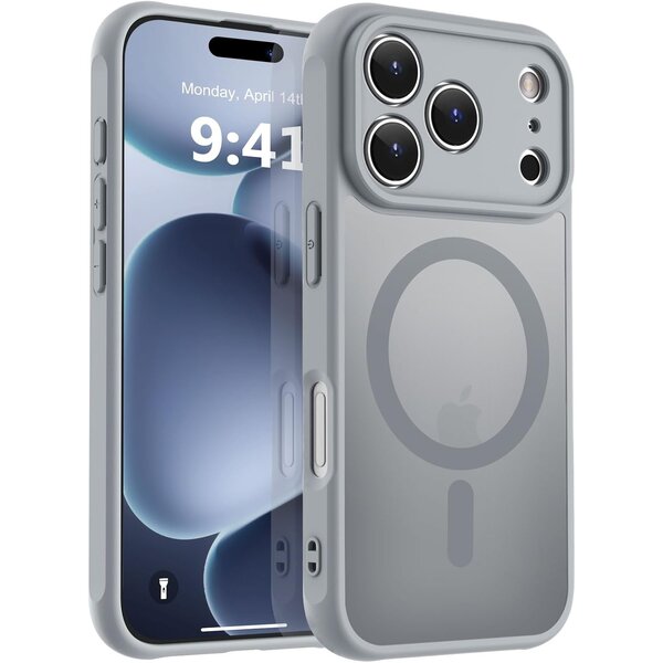 Ntech Hoesje Geschikt voor iPhone 17 Pro Max Hoesje Gray - Hoesje Geschikt voor MagSafe iPhone 17 Pro Max - Shockproof Back Cover met Lens beschermer