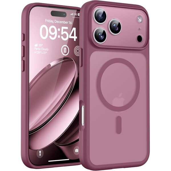 Ntech Hoesje Geschikt voor iPhone 17 Pro Max Hoesje Pruim - Hoesje Geschikt voor MagSafe iPhone 17 Pro Max - Shockproof Back Cover met Lens beschermer