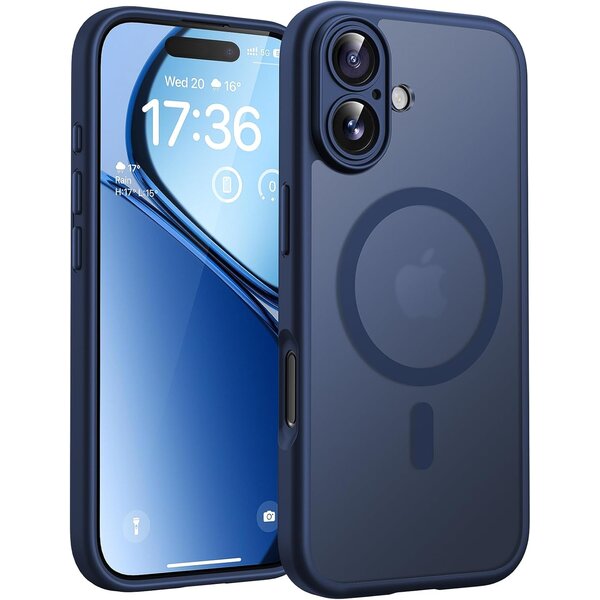 Ntech Hoesje Geschikt voor iPhone 17 Hoesje Donker Blauw - Hoesje Geschikt voor MagSafe iPhone 17 - Shockproof Back Cover met Lens beschermer