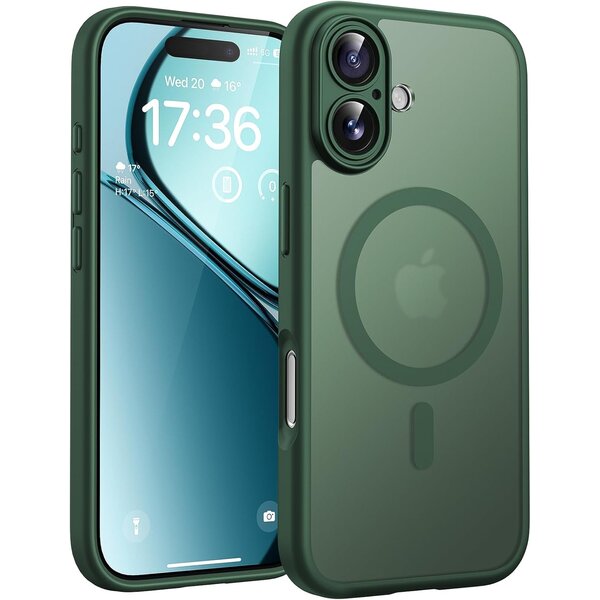 Ntech Hoesje Geschikt voor iPhone 17 Hoesje Pine Groen - Hoesje Geschikt voor MagSafe iPhone 17 - Shockproof Back Cover met Lens beschermer
