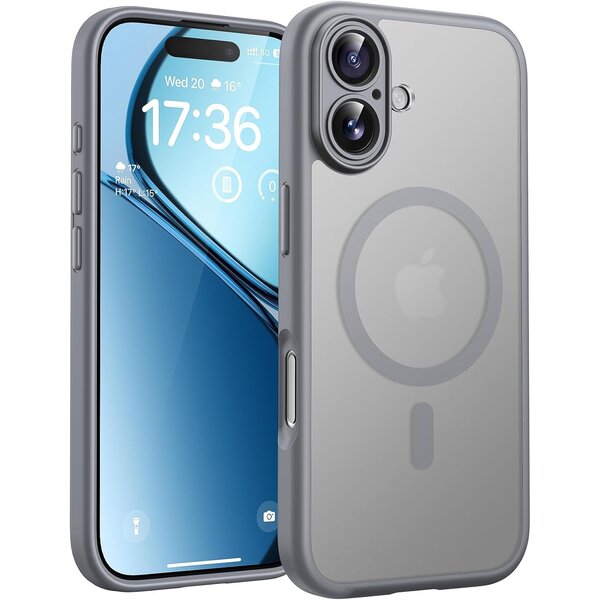 Ntech Hoesje Geschikt voor iPhone 17 Hoesje Gray - Hoesje Geschikt voor MagSafe iPhone 17 - Shockproof Back Cover met Lens beschermer