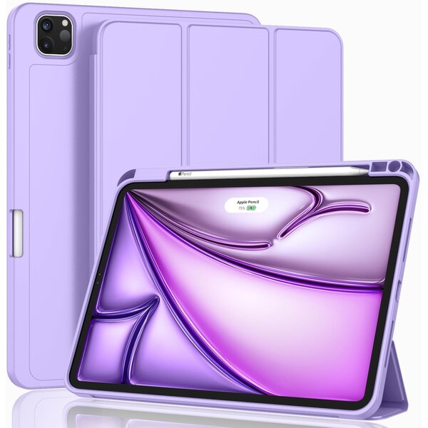 Ntech Tablet Hoes Geschikt voor iPad Air 13 Inch Hoes Paars - Tri-fold Tablet Hoesje Case, iPad Air (2025) M3 / Air 13 inch (2024) M2 Trifold Stand Smart Case
