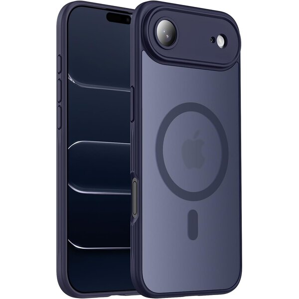 Ntech Hoesje Geschikt voor iPhone Air Hoesje Donker Blauw - Hoesje Geschikt voor MagSafe iPhone Air - Shockproof Back Cover met Lens beschermer