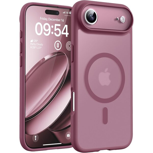 Ntech Hoesje Geschikt voor iPhone Air Hoesje Pruim - Hoesje Geschikt voor MagSafe iPhone Air - Shockproof Back Cover met Lens beschermer