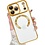 Ntech Magsafe Hoesje Geschikt voor iPhone 17 Pro hoesje Transparant / Goud - Lens beschermer – backcover