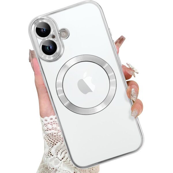 Ntech Magsafe Hoesje Geschikt voor iPhone 17 hoesje Transparant / Zliver - Lens beschermer – backcover