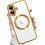 Ntech Magsafe Hoesje Geschikt voor iPhone 17 hoesje Transparant / Goud - Lens beschermer – backcover