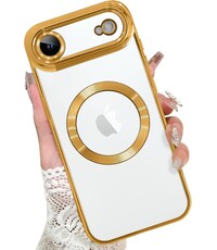 Ntech Magsafe Hoesje Geschikt voor iPhone Air hoesje Transparant / Goud
