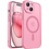 Ntech Hoesje Geschikt voor iPhone 15 Plus Hoesje Roze - Hoesje Geschikt voor MagSafe iPhone 15 Plus - Shockproof Back Cover met Lens beschermer