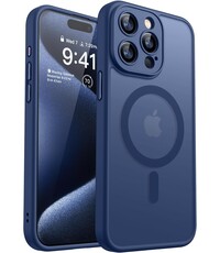 Ntech Hoesje Geschikt voor iPhone 15 Pro Max Hoesje Donker Blauw