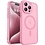 Ntech Hoesje Geschikt voor iPhone 15 Pro Max Hoesje Roze - Hoesje Geschikt voor MagSafe iPhone 15 Pro Max - Shockproof Back Cover met Lens beschermer