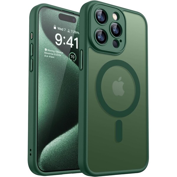 Ntech Hoesje Geschikt voor iPhone 15 Pro Max Hoesje Pine Groen - Hoesje Geschikt voor MagSafe iPhone 15 Pro Max - Shockproof Back Cover met Lens beschermer