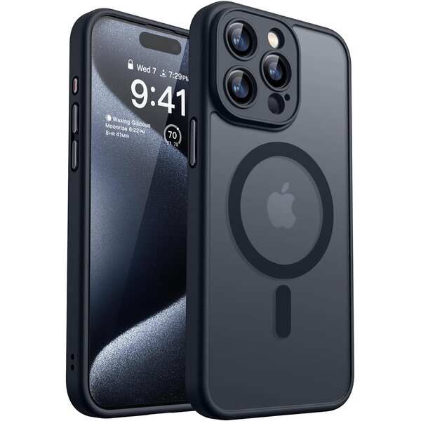 Ntech Hoesje Geschikt voor iPhone 15 Pro Max Hoesje Zwart - Hoesje Geschikt voor MagSafe iPhone 15 Pro Max - Shockproof Back Cover met Lens beschermer