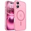 Ntech Hoesje Geschikt voor iPhone 16 Plus Hoesje Roze - Hoesje Geschikt voor MagSafe iPhone 16 Plus - Shockproof Back Cover met Lens beschermer