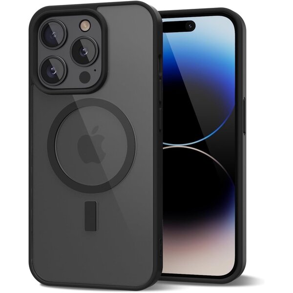 Ntech Ntech - Hoesje Geschikt voor iPhone 14 Pro Max Hoesje Mat Zwart – Transparant Bumper Hoes - Geschikt voor MagSafe hoesje iPhone 14 Pro Max  – Slank & Schokbestendig