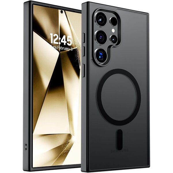 Ntech Ntech - Hoesje Geschikt voor Samsung S24 Ultra Hoesje Mat Zwart – Transparant Bumper Hoes - Geschikt voor MagSafe hoesje Samsung S24 Ultra – Slank & Schokbestendig