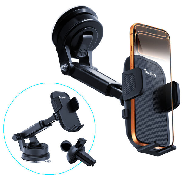 oTronica Telefoonhouders Auto Ventilatie  - Auto Telefoonhouders 2 in 1 - Telefoonhouder auto zuignap - Auto Accessories - Autohouder Voor Raam, Dashboard & Ventilatie voor iPhone 17 /17 Pro Max /16/16 Pro /15/ Samsung S25 FE /A17 /A26 /A56/A55/S25/S25 Ultra