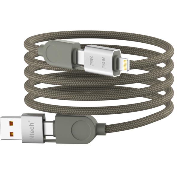 Ntech  usb c kabel - usb c naar usb c  -  240W 4 in 1 Magnetische Oplaadkabel - 480Mbps gegevensoverdracht Geschikt voor Samsung A56/ A36/A26/S25 Ultra/S25 FE/A17/A16/ Tab A11 Plus / S24 Ultra / iPhone 17 / 17 Pro / 15 / 15 Pro / 16 / 16 Pro Max - Ntech