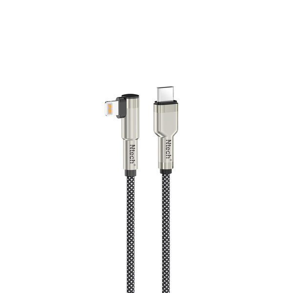 Ntech usb c kabel 1.5M - usb c kabel apple  - 90 graden Oplader kabel geschikt voor iPhone - Kabel geschikt voor lightning iPhone 14 / 14 Pro / 14 Pro Max / 13 / 13 Pro Max / 12 / 12 Pro Max / 11 / 11 Pro Max / iPad 2018 / iPad 2021 /