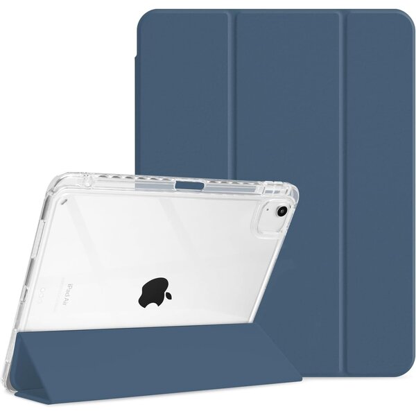 Ntech Hoes geschikt voor iPad Air 13 Inch hoes Smart Donker Blauw M3/M2 (2025/2024) - iPad Pro 12.9 6th/5th/4th Gen hoes Smart Case met Harde Doorzichtige Achterkant en Pencil Slot