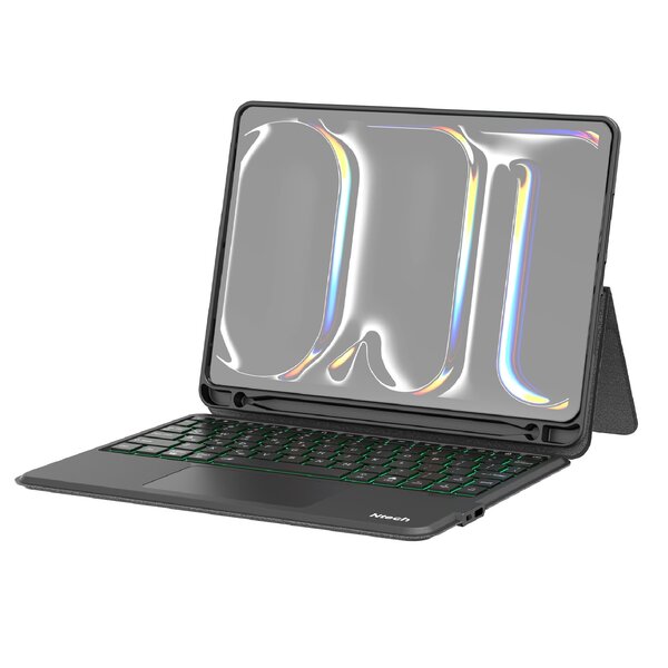 Ntech Ntech - Toetsenbord Geschikt voor iPad 9/8/7 10.2 inch hoes Zwart (9e generatie 2021 / 8e generatie 2020 / 7e generatie 2019) bluetooth toetsenbord QWERTY - Cover met Touchpad Muis Pencil Houder - Bluetooth Magnetisch Smart Folio Keyboard Case