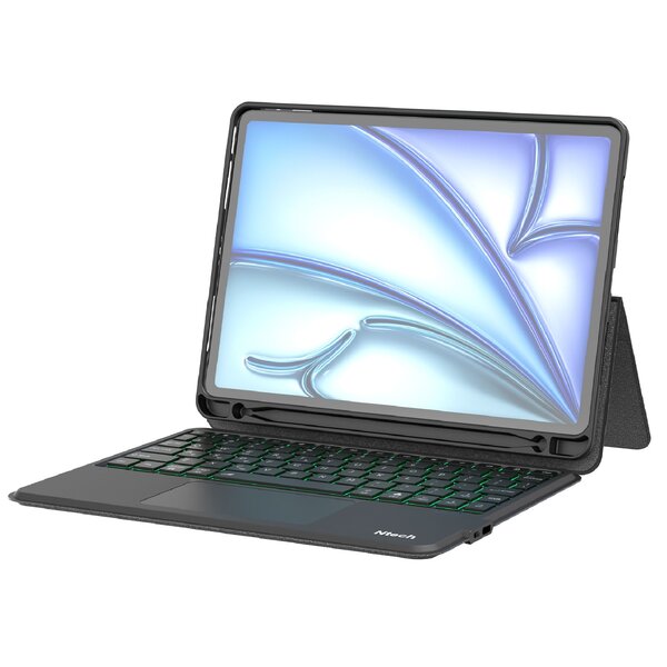 Ntech Ntech - Toetsenbord Geschikt voor iPad Air 2025 Hoes / iPad Pro 11 (2022)(2021) /Air 5 (2022) /Air 4 (2020) / Air 11 inch (2025) M3 / Air 11 inch (2024) M2 bluetooth toetsenbord QWERTY - Cover met Touchpad Muis Pencil Houder - Smart Folio Keyboard