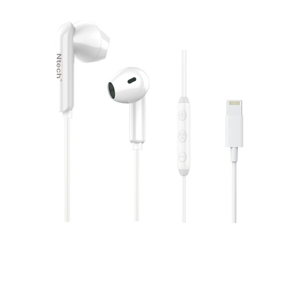 Ntech Ntech - Oortjes Geschikt voor iPhone met Lightning NT- 01 Wit - Oordopjes met Draad - iPhone oortjes - Bedraad Magnetische sluiting Voor iPhone SE 2022 /12 Pro / 13 Pro/ 13 Pro max/ 14 / 14 Pro / 14 Pro max /11/11 Pro/7/8/8 Plus/X/XR. XS/SE