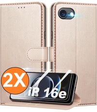 Ntech Hoesje Geschikt voor iPhone 16e / iPhone 17e hoesje bookcase Goud