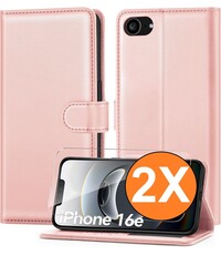 Ntech Hoesje Geschikt voor iPhone 16e / iPhone 17e hoesje bookcase Rose goud