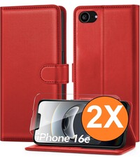 Ntech Hoesje Geschikt voor iPhone 16e hoesje bookcase Rood