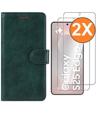 Ntech Hoesje Geschikt voor Samsung Galaxy S25 Edge hoesje bookcase Groen