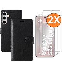 Ntech Hoesje Geschikt voor Samsung Galaxy S25 Edge hoesje bookcase Zwart