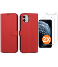 Ntech Hoesje Geschikt voor iPhone 11 hoesje bookcase Rood