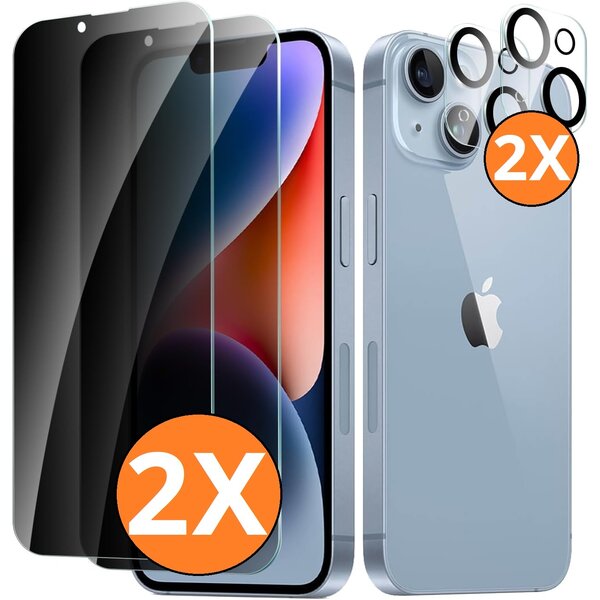 Ntech Privacy screenprotector Geschikt voor iPhone 14 Plus - screenprotector Privacy Met iPhone 14 Plus camera lens - Complete bescherming voor iPhone 14 Plus – scherm en camera in één set - 2X