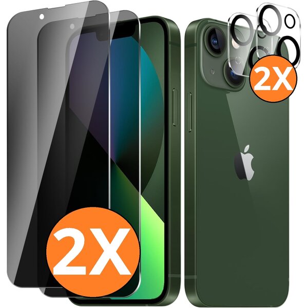 Ntech Privacy screenprotector Geschikt voor iPhone 13 - screenprotector Privacy Met iPhone 13 camera lens - Complete bescherming voor iPhone 13 – scherm en camera in één set - 2X