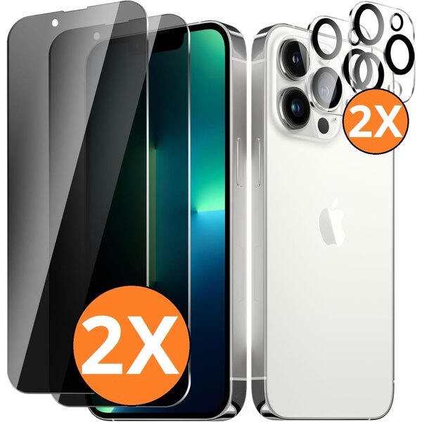 Ntech Privacy screenprotector Geschikt voor iPhone 13 Pro Max - screenprotector Privacy Met iPhone 13 Pro Max camera lens - Complete bescherming voor iPhone 13 Pro Max – scherm en camera in één set - 2X