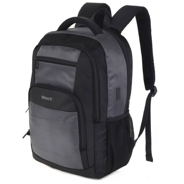 Ntech Ntech Rugzak Grijs - Schooltas 20L - Spatwaterdicht Rugzak Inclusief USB C Oplaadpoort - Laptoptas Dames en Heren - Jongens en Meisjes - Laptop Rugtas 16 inch