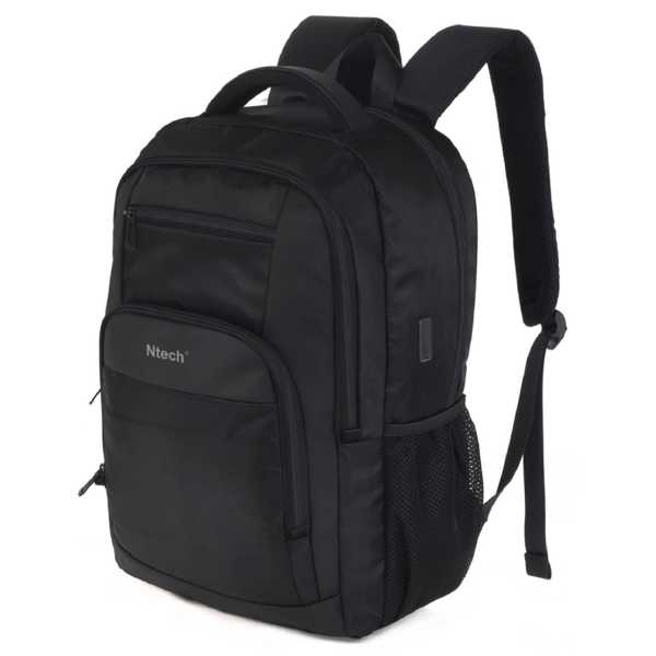 Ntech Ntech Rugzak Zwart - Schooltas 20L - Spatwaterdicht Rugzak Inclusief USB C Oplaadpoort - Laptoptas Dames en Heren - Jongens en Meisjes - Laptop Rugtas 16 inch