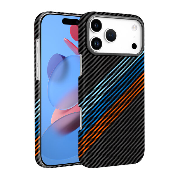 Ntech Hoesje Geschikt voor iPhone 17 Pro Max Hoesje riemen - Carbon Hoesje Geschikt voor MagSafe iPhone 17 Pro Max - Shockproof Back Cover