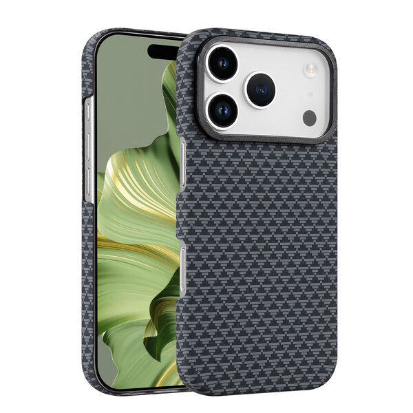 Ntech Hoesje Geschikt voor iPhone 17 Pro Hoesje Zwart - Carbon Hoesje Geschikt voor MagSafe iPhone 17 Pro - Shockproof Back Cover
