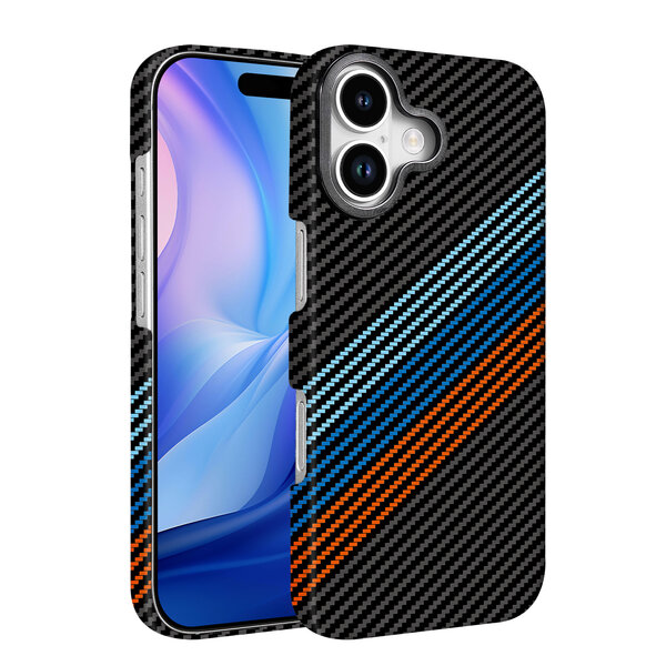 Ntech Hoesje Geschikt voor iPhone 17 Hoesje riemen - Carbon Hoesje Geschikt voor MagSafe iPhone 17 - Shockproof Back Cover