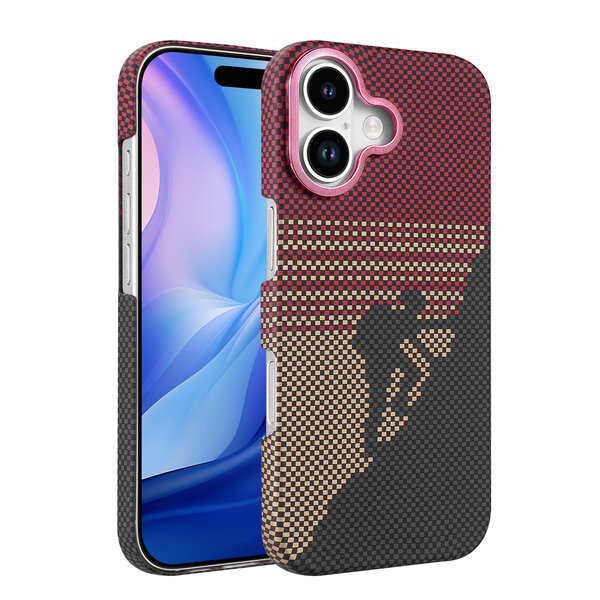 Ntech Hoesje Geschikt voor iPhone 17 Hoesje Rood - Carbon Hoesje Geschikt voor MagSafe iPhone 17 - Shockproof Back Cover